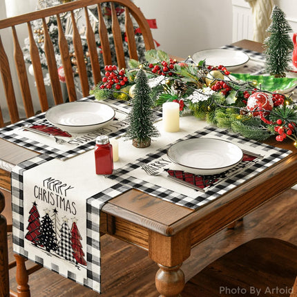 Buffalo Plaid Christmas Trees Placemats 12x18 – Set of 4 Winter Table Decor