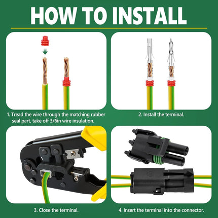 286PCS Waterproof Automotive Electrical Connector Kit, 25 Sets, 2-Pin 22-14AWG