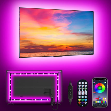 9.84FT LED TV Backlight Strip, RGB Lights for 32-43" TVs, USB App & Remote