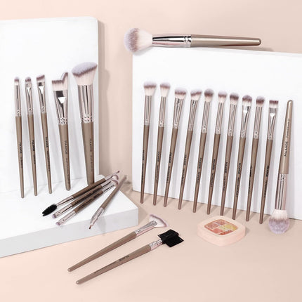 23Pcs Professional Makeup Brush Set, Synthetic Face, Blush & Eyeshadow Brushes, Champagne