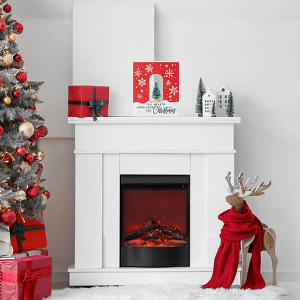 Christmas Tabletop Sign – Double-Sided Wood Decor with Mini Xmas Tree Display