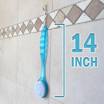 2-Pc Long Handle Bath Body Brush Set, Exfoliating Back & Feet Scrubbers