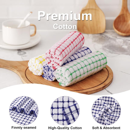 8 Pack Cotton Terry Kitchen Dish Cloths 12x12 Inch Soft Absorbent Rags