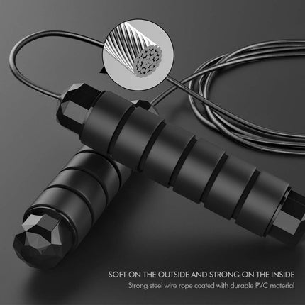 Tangle-Free Speed Jump Rope: Adjustable Steel Cable Foam Handles Men, Women & Kids