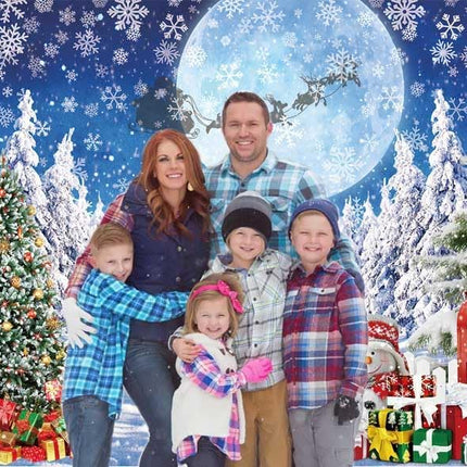 Blue Winter Christmas Backdrop 7x5FT – North Pole Snow Scene for Photos