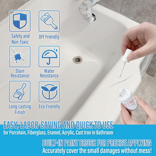Specialty Tub & Tile Paint – High-Gloss White, Quick-Dry for Bathtubs & Tiles