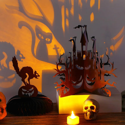 9-Piece Halloween Honeycomb Centerpieces, Skull Ghost Pumpkin Witch Bat Party Decor