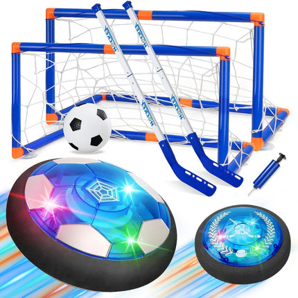 3-in-1 Hover Soccer Ball Set with LED Lights, Kids Indoor Outdoor Hockey Toy