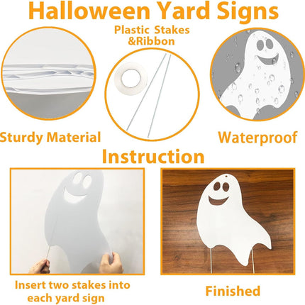 6-Pack Halloween Ghost Lawn Stakes, Cute Yard Signs for Garden, Porch & Party Decor