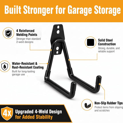 6-Pack Heavy-Duty Garage Wall Hooks, Round Utility Hangers for Bikes, Tools & Ladders