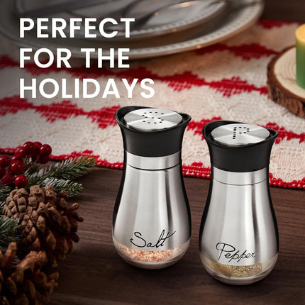 Modern Stainless Steel Salt & Pepper Shakers – Glass Bottom, Kitchen Decor