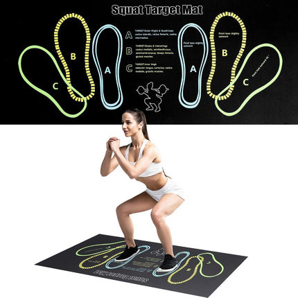 Large Squat Target Mat – 4mm Thick Exercise Mat with Foot Positioning Guide