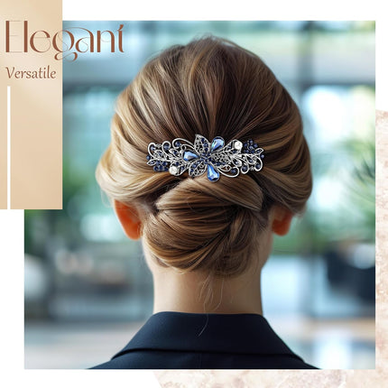 6PCS Vintage Metal Hair Barrettes for Women, Rose Flower Rhinestone French Hair Pins for Updos & Buns