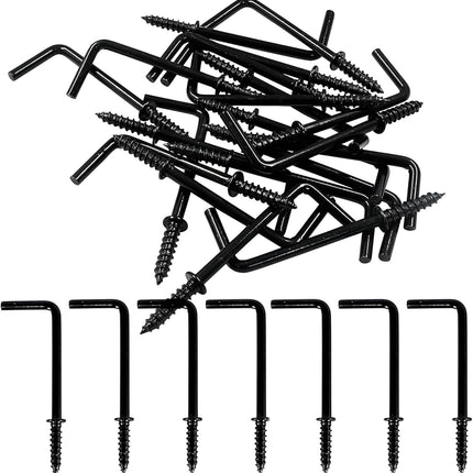 30PCS 2-Inch L Hooks – Gun Black Square Bend Screw Hooks, Heavy Duty