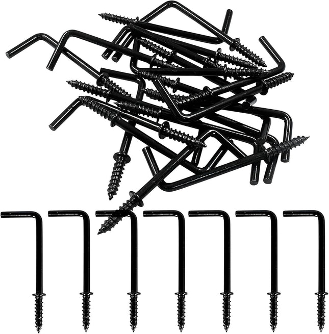 30PCS 2-Inch L Hooks – Gun Black Square Bend Screw Hooks, Heavy Duty