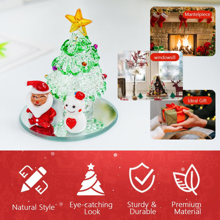 Miniature Glass Christmas Tree – Handmade Multicolor Figurine Decor
