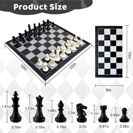 Travel Chess Set 10 Inch Magnetic Folding Board Game with Extra Queens