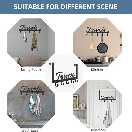 5-Hook Over Door Rack – Towel & Coat Holder for Bathroom, Bedroom, Kitchen
