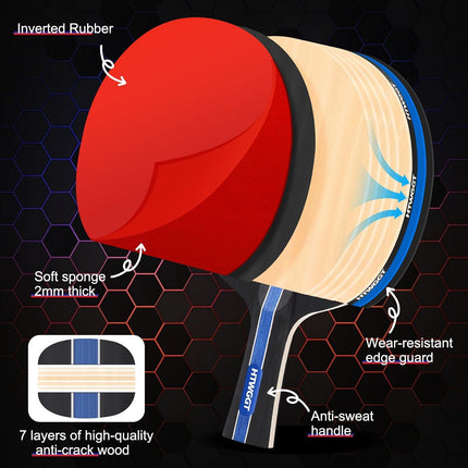 2 Player Ping Pong Paddle Set with Net, 4 Balls & Carry Case, Indoor Outdoor Games