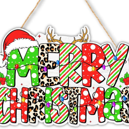 Merry Christmas Door Hanger – Winter Season Holiday Door Decoration Sign