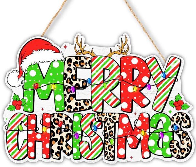 Merry Christmas Door Hanger – Winter Season Holiday Door Decoration Sign