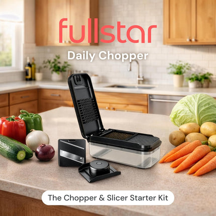 Daily Veggie Chopper & Fruit Cutter – Onion, Potato, Tomato Slicer, Black