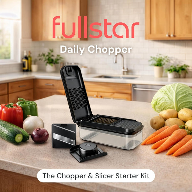 Daily Veggie Chopper & Fruit Cutter – Onion, Potato, Tomato Slicer, Black