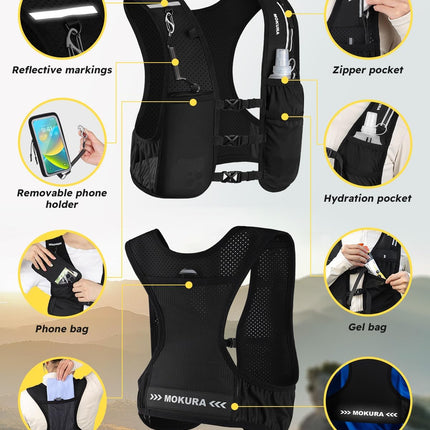Running Hydration Vest with 500ML Soft Flask & Phone Holder for Marathon