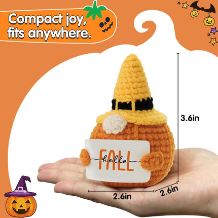 Crochet Pumpkin Gnome Plush – Elegant Fall, Harvest & Thanksgiving Home Desk Decor