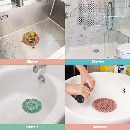5-Pack Bathroom Sink Drain Strainers – Hair Catcher, Flexible TPR, Multi-Color