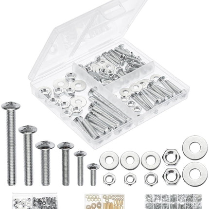 113PCS Bolts, Nuts & Washers Assortment Kit Assorted Hardware for DIY Projects & Repairs