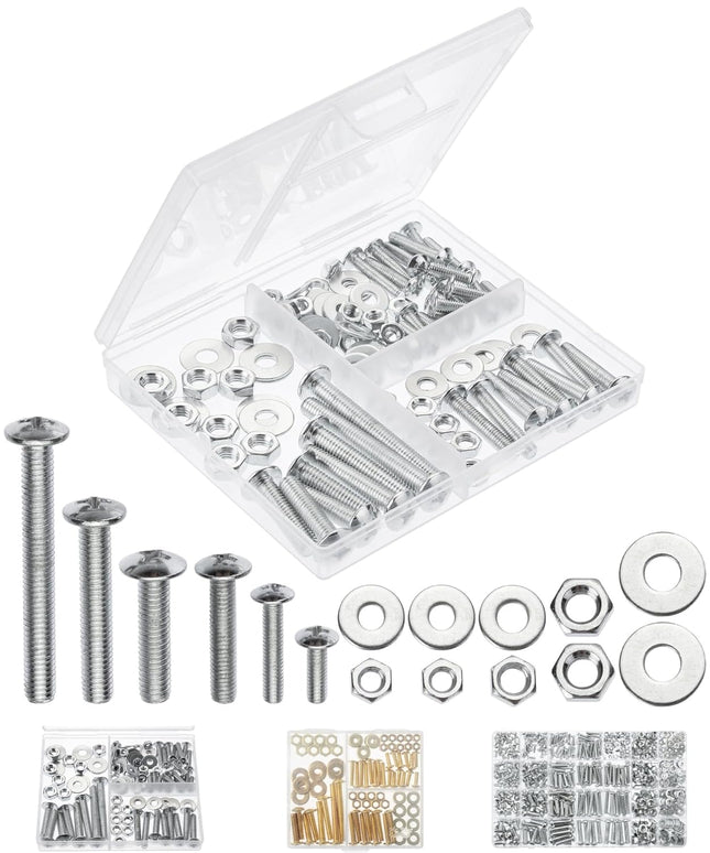 113PCS Bolts, Nuts & Washers Assortment Kit Assorted Hardware for DIY Projects & Repairs