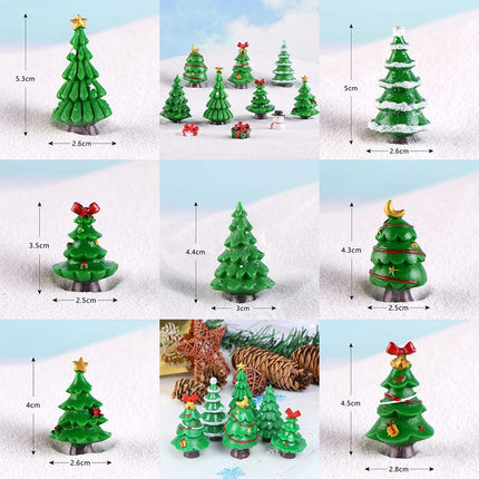 24 PCS Miniature Resin Christmas Figurines Tree Snowman Santa House Crafts