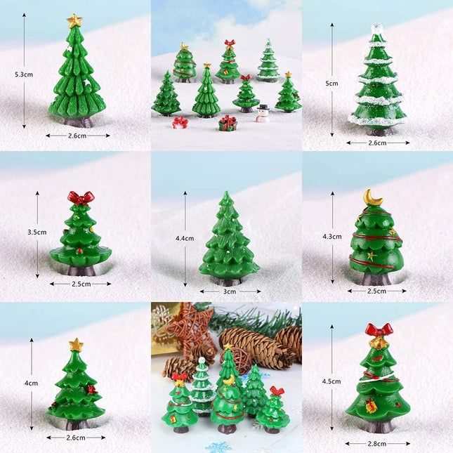 24 PCS Miniature Resin Christmas Figurines Tree Snowman Santa House Crafts