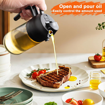 2 in 1 Glass Oil Sprayer & Dispenser 470ml for Cooking & Air Fryer