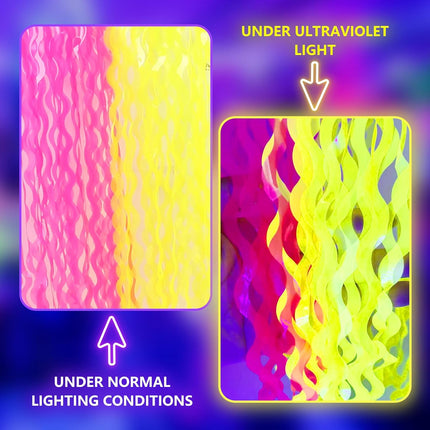 Glow in the Dark Party Table Skirts 2-Pack – Neon Foil Fringe Decorations