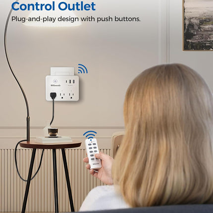 Remote Control Outlet W03RC06 – 3 Outlets, 3 USB Ports, 100FT RF Range