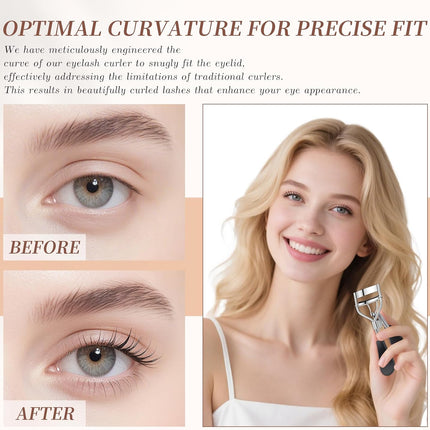 3-in-1 Lash Curler Kit with Comb & 8 Pads, Ergonomic Travel Eyelash Curler