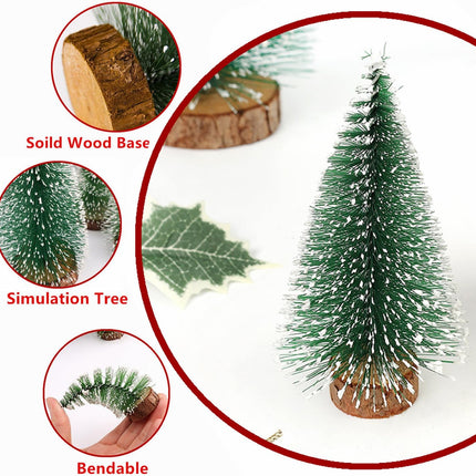 6PCS Mini Christmas Trees – Artificial Bottle Brush Tabletop Decor with Base