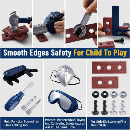 32-Piece Kids Tool Set – Toy Chainsaw & Drill with Carrying Case & Belt
