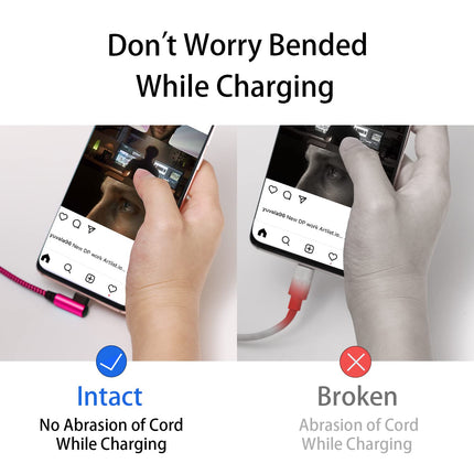 USB C Angle Cable 6FT 4Pack Nylon Braided Charging Cable for Samsung Galaxy