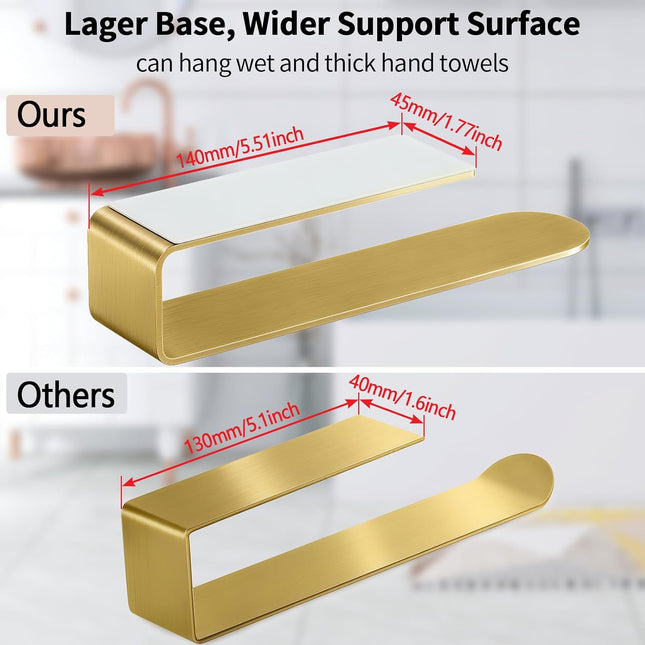 2 Pack Wall Mounted Gold Towel Holders – 8 Inch Adhesive, for Bathroom & Kitchen