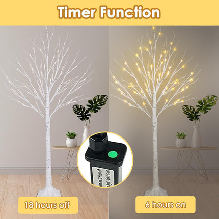 4FT LED Birch Trees 2-Pack, Warm White Twinkling Christmas Home Decorations