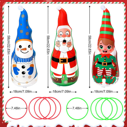 Christmas Inflatable Ring Toss Game – Santa, Snowman & Elf Toys for Kids & Family