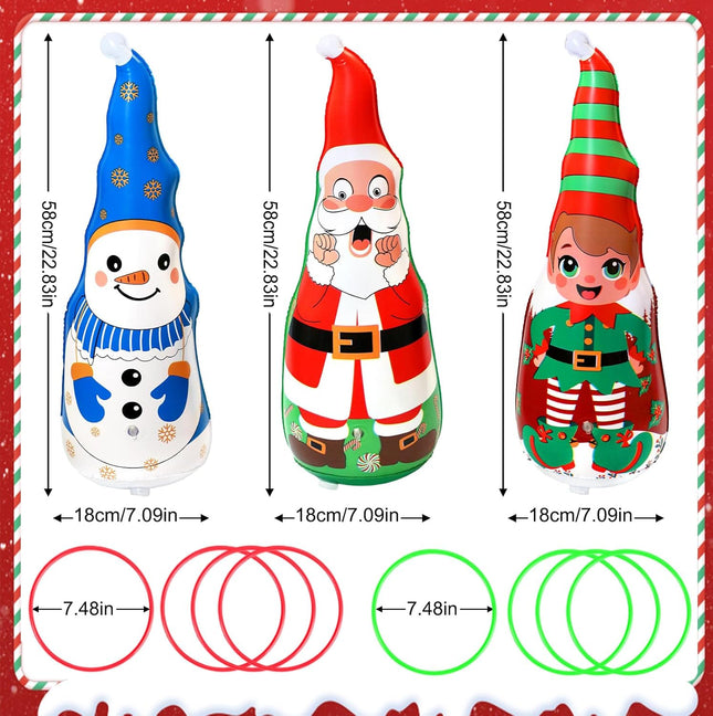 Christmas Inflatable Ring Toss Game – Santa, Snowman & Elf Toys for Kids & Family