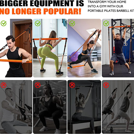 Pilates Bar Kit with Resistance Bands, Full-Body Home Gym Strength Training Set