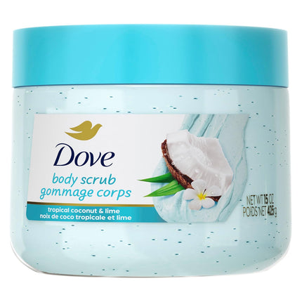 Dove Body Scrub Coconut & Lime 15oz, Whipped Moisturizing Scrub for Dry Dull Skin