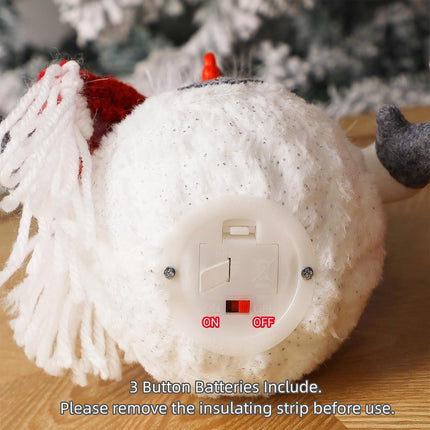 2-Pack 10" Lighted Plush Snowmen, Battery Operated Xmas Tabletop Decorations