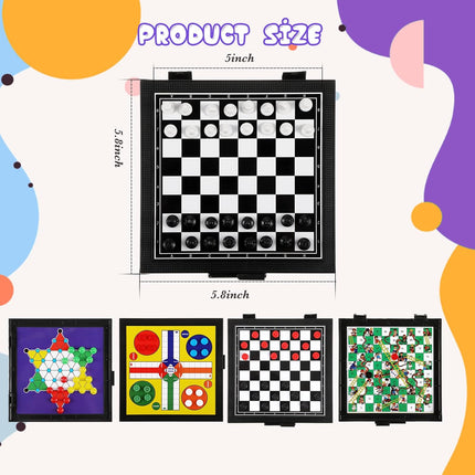 5 in 1 Magnetic Checkers Board Game Travel Chess Set for Adults Teens