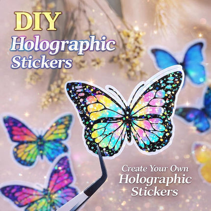 36 Sheets Holographic Sticker Paper, A4 Clear Waterproof Vinyl, 6 Styles for DIY Crafts